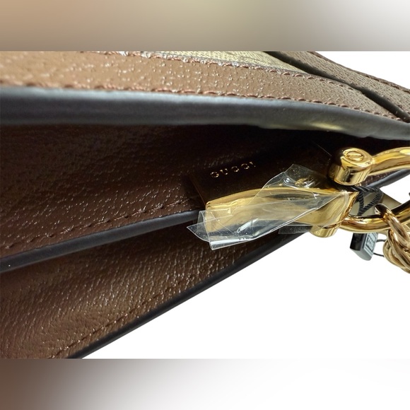 Designer Inspired Brown and Beige Clutch with Green and Red Stripe - Picture 8 of 8